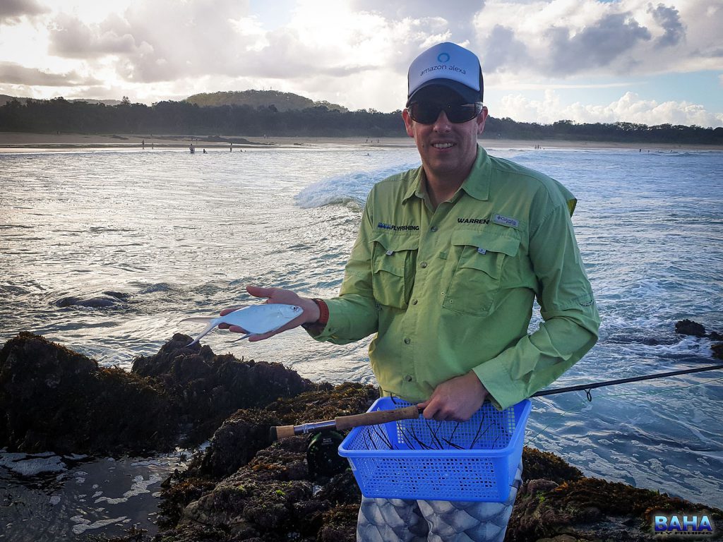 Warren's first ever fish on fly in Australia - a small dart