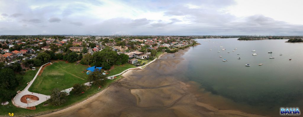 Hen and Chicken Bay from the air