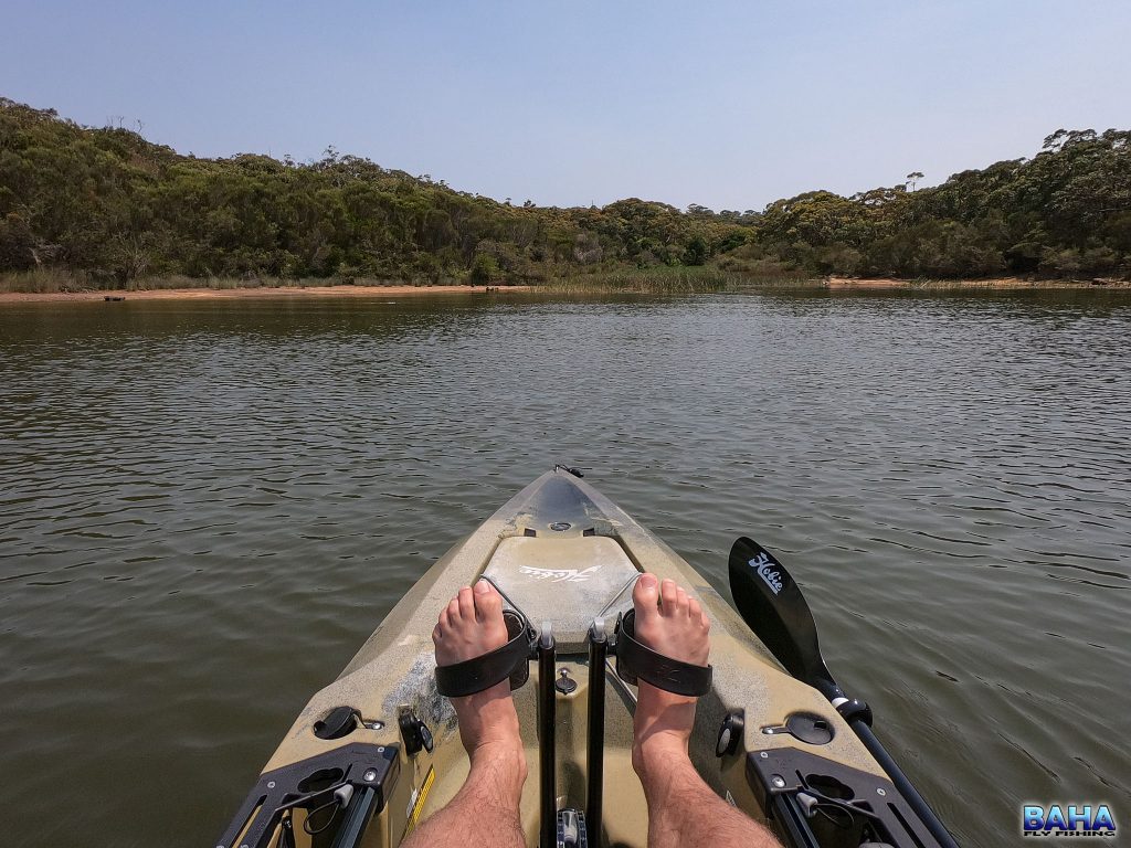 Peddling into a small bay with some good structure