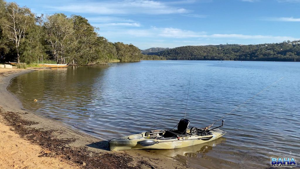 Launching the Hobie Outback at Narrabeen Lagoon