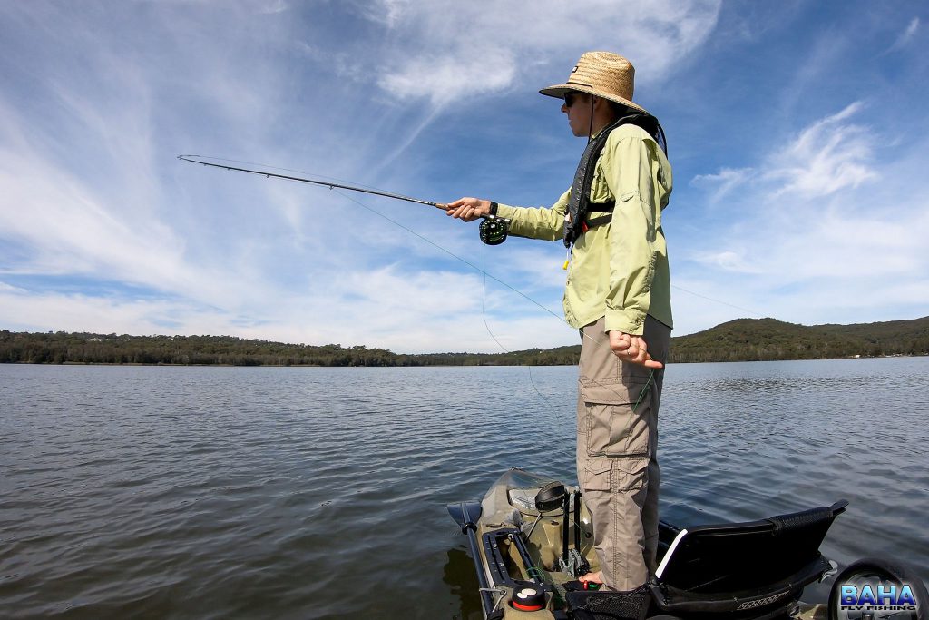 Standing and fishing on the Hobie Outback