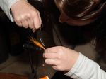 Sharon Tying On The Tail
