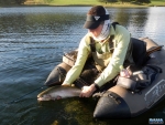 Warren releasing a trout