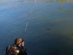 Warren fighting a rainbow trout