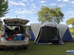 The new tent, which broke and leaked