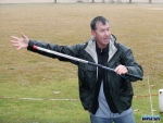 Peter with a device used to teach cast timing