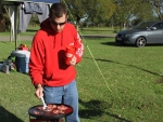 Warren making breakfast