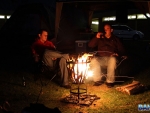 Enjoying a few beers around the firepit